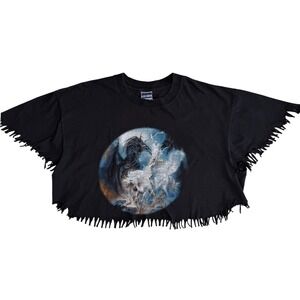 Vintage Upcycled Ten Horse Graphic CropTop Y2K Grunge Festival Celestial  XL